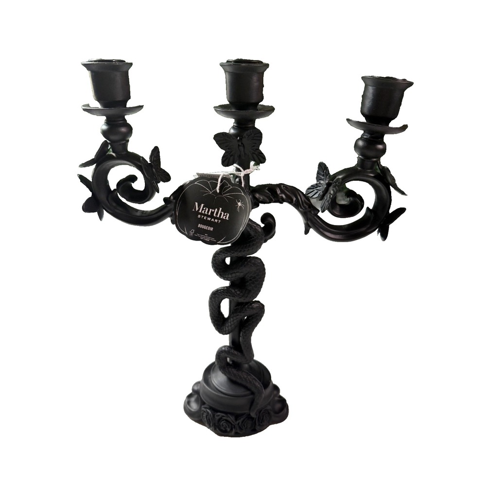 Martha Stewart Taper Candle Holder Black Roses Snake Butterflies 16 inch 2026